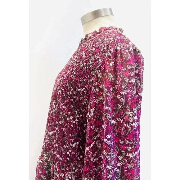 NWT DRAPER JAMES Women Long Sleeve Partially Lined Shirred Red Floral Dress XXL - Picture 5 of 12